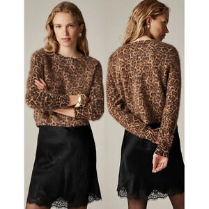 J. Crew Factory Leopard-Print Fuzzy Crewneck Sweater in Brown and Black
